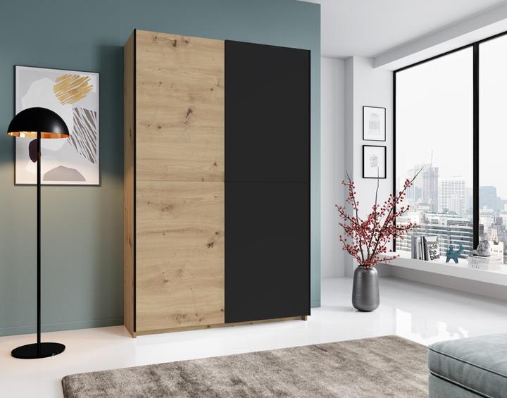 Produktbild Schlafkontor Fast Schrank Holzwerkstoff Dekorfolie Artisan Eiche/Schwarz 125x196x38 cm (125 x 38 x 196 cm)