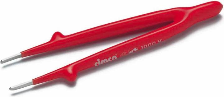 Cimco Pinzette mit 1000V Schutzisolation, gerade, flach-runde Form, Länge 145 mm