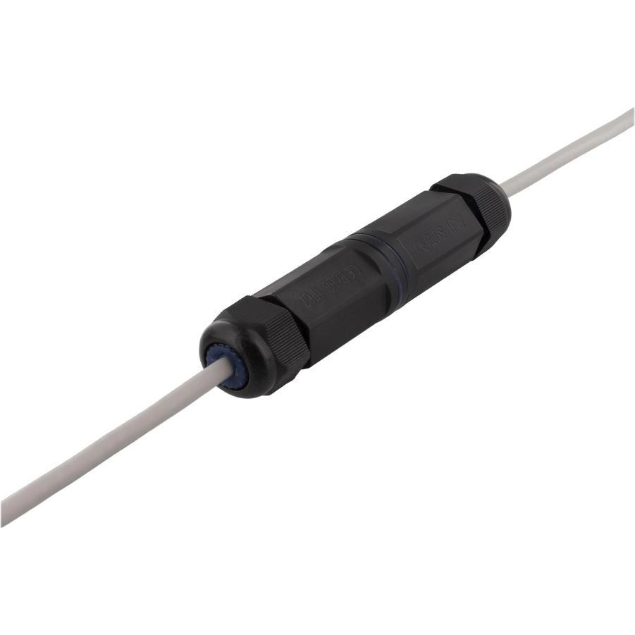 Deltaco waterproof coupler 2x Cat6 RJ45 jacks shielded IP67 black (CAT6), Netzwerkkabel