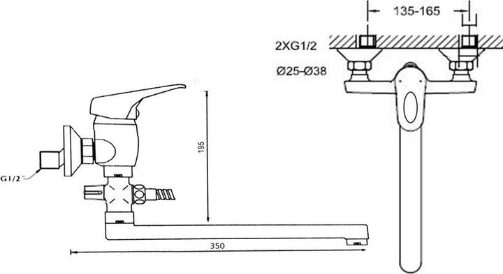 Actual product image Thema_lux BATH FAUCET LONG SPOUT L-1103A WO ACC