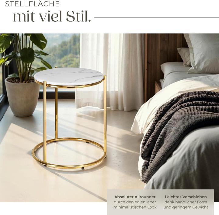 Actual product image tectake Side table Ellsa, marble top, steel frame