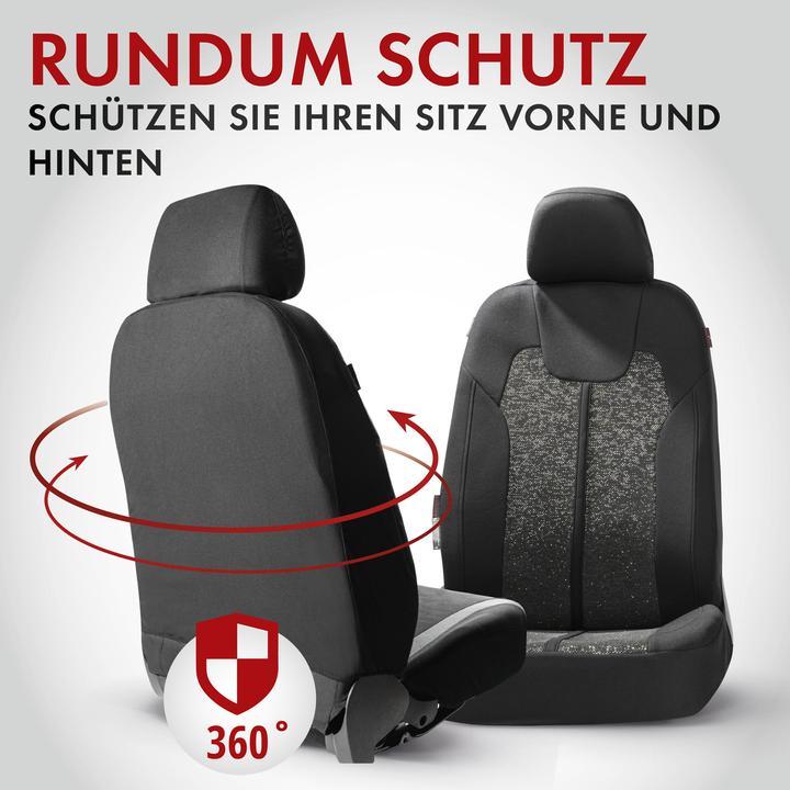 Produktbild Walser Autositzbezug ZIPP-IT Corso, PKW-Schonbezüge für 2 Vordersitze mit Reiverschluss-System schwarz/sil