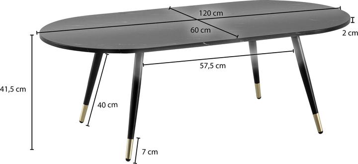 Actual product image FineBuy Coffee table sofa table marble look 120 cm living room table table modern (120 x 60 x 42 cm)