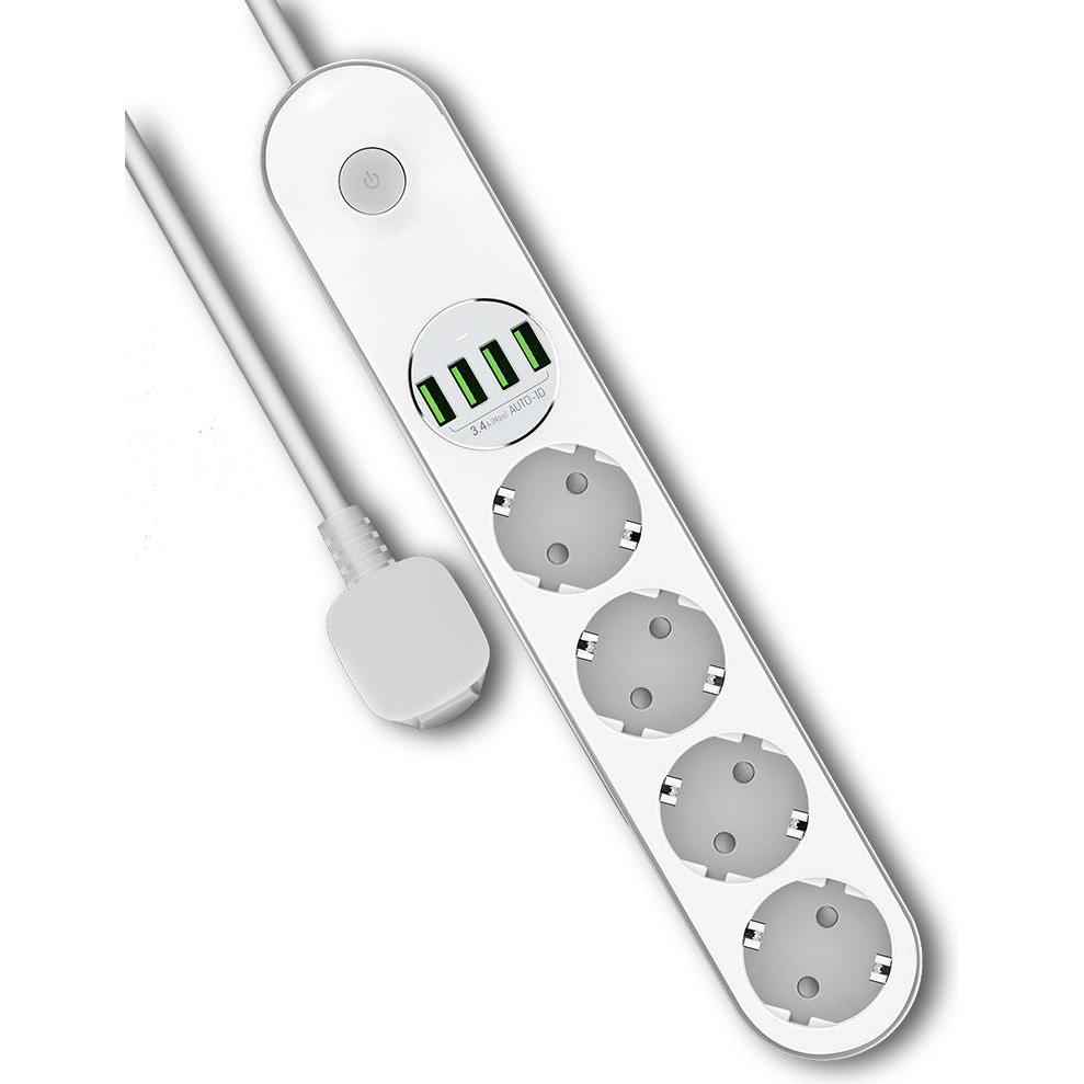 Colorway, Steckdosenleiste, CW-CHE44W Power socket 4plugs (4 x, CEE 7/3, 2 m)