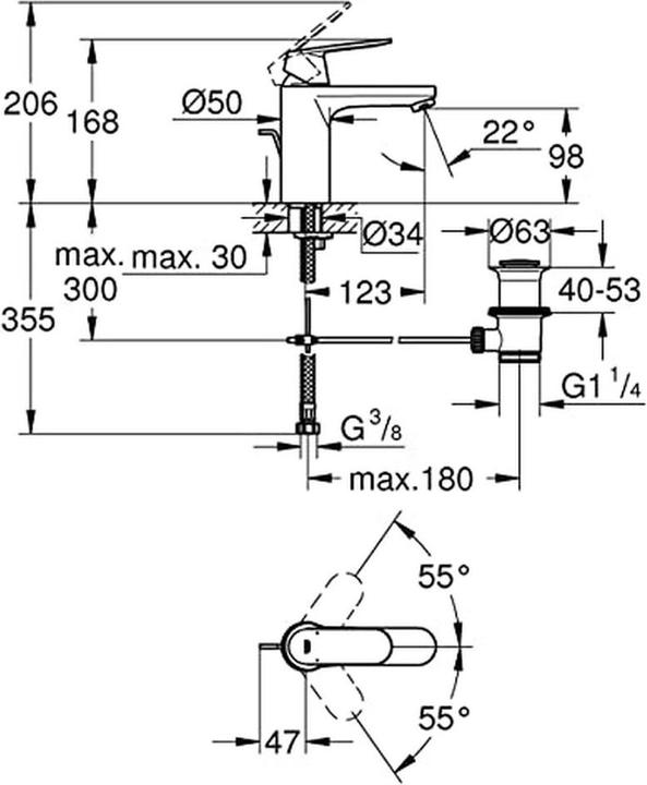 Produktbild Grohe Eurosmart Cosmopolitan Waschtischmischer M-Size (schwarz matt)