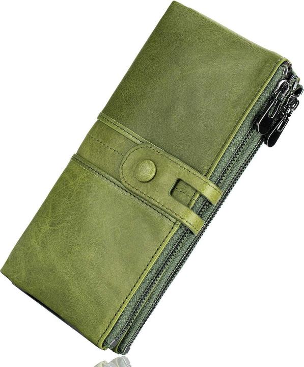 Produktbild Only-Bags.Store Grosse Vintage Brieftasche Leder Brieftasche mit RFID-Schutz - Brieftasche mit 13 Kartenfächern mit