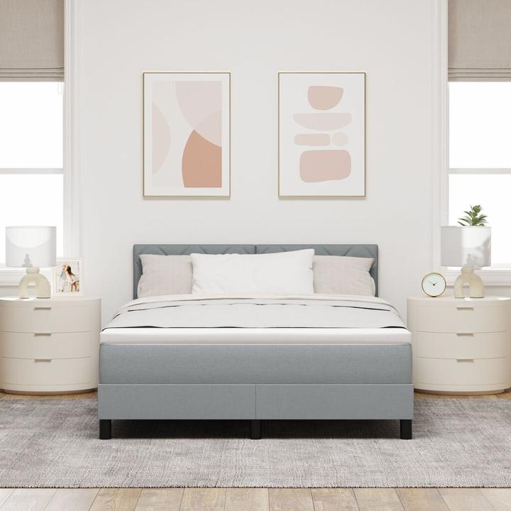 Actual product image VidaXL Box spring bed with mattress & LED light grey 160x200 cm fabric (160 x 200 cm)