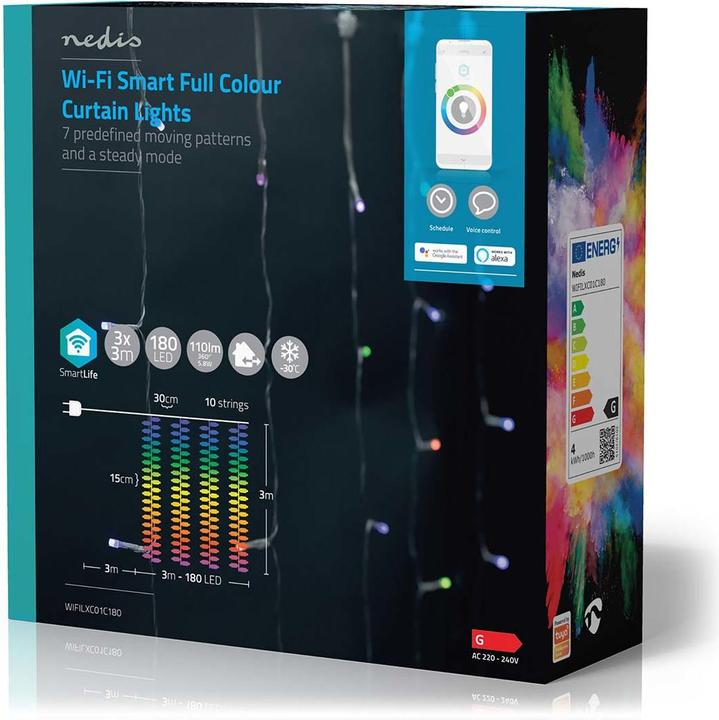 Image du produit Nedis LED décoratives SmartLife | Wi-Fi | RGB | 180 LED | 3 m | Android™ / IOS (0.20 m)