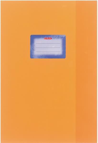 Actual product image Herlitz Exercise book cover DIN A5, embossed (raffia), PP, orange with glued-on inscription label (A5)