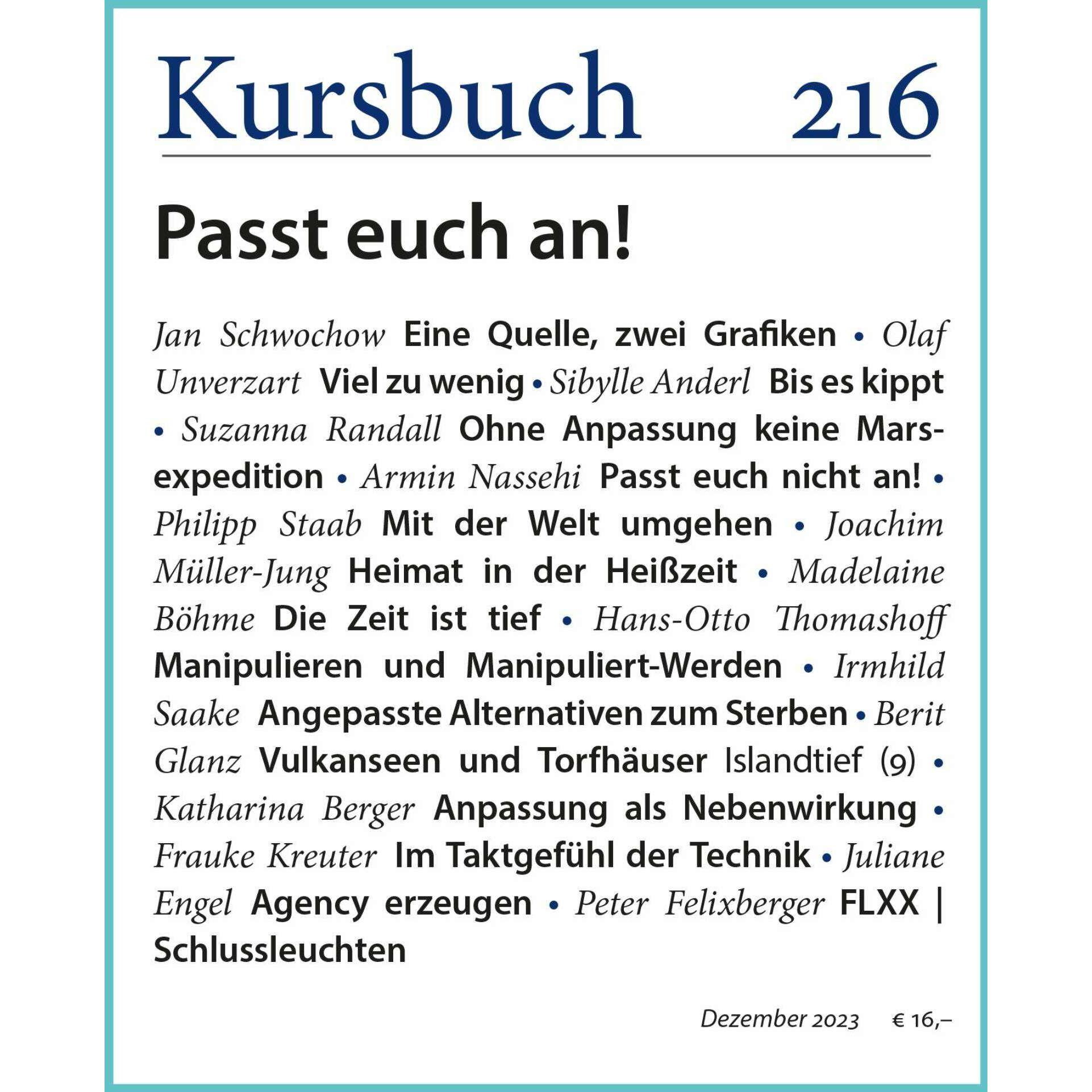 Thumbnail - Kursbuch 216, Schulbücher von Sibylle Anderl, Armin Nassehi, Peter Felixberger