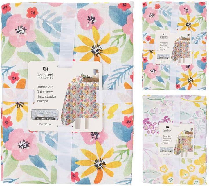 Excellent Houseware Floral printed tablecloth 180 x 130 cm (180 x 130 cm)