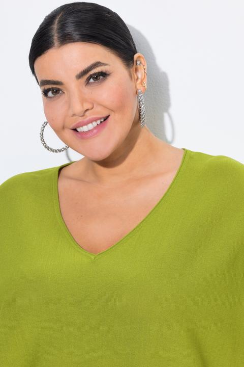 Image du produit Ulla Popken Pull oversize, encolure en V et manches courtes (50, 52)
