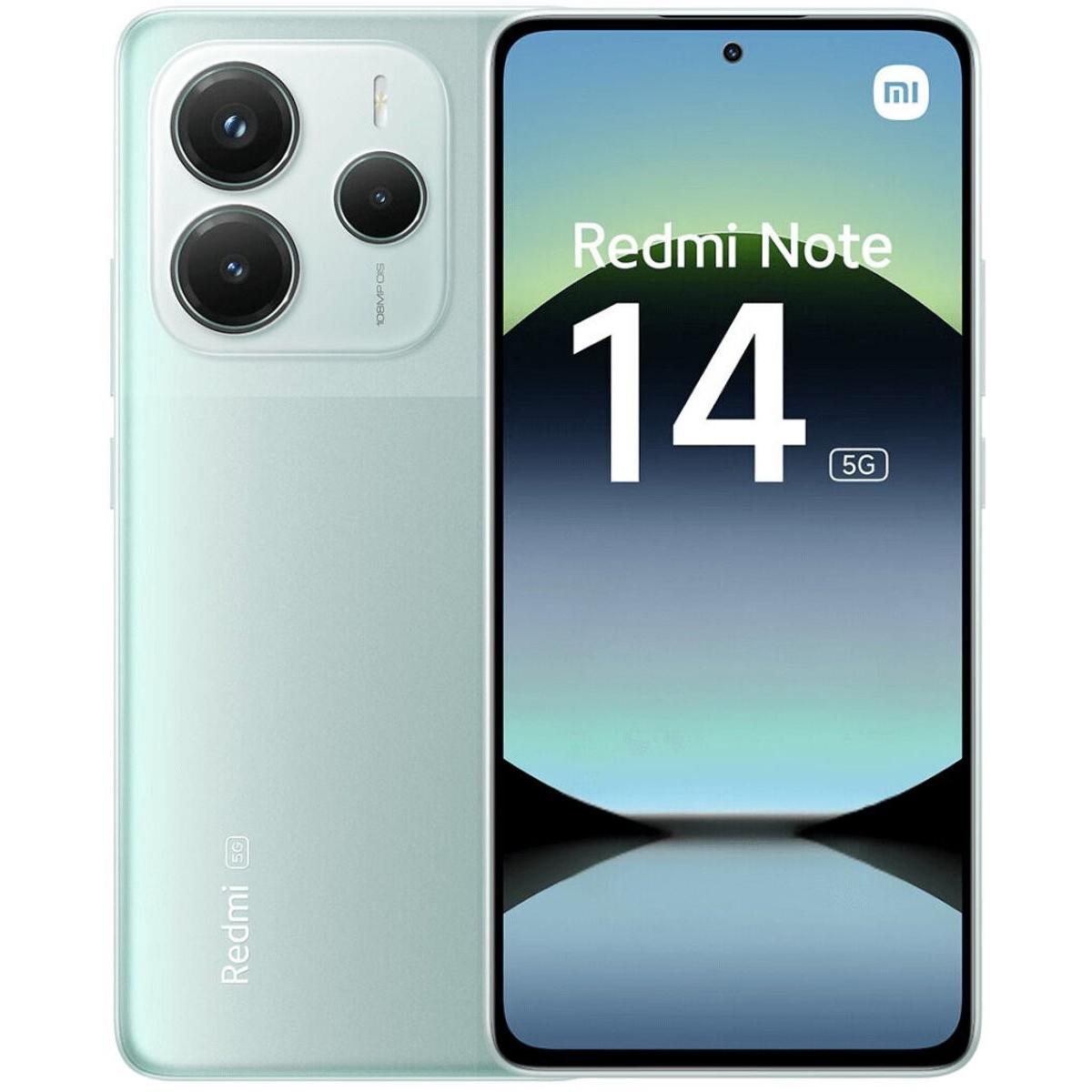 Xiaomi Redmi Note 14 (128 GB, Coral Green, 6.67", Hybrid Dual SIM, 5G), Smartphone, Grün