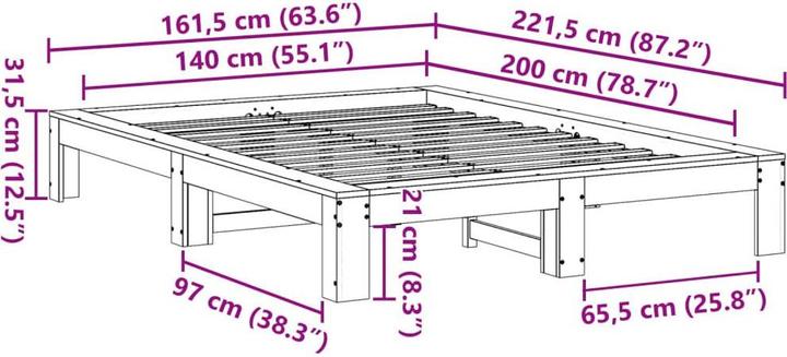 Image du produit vidaXL Bettgestell (140 x 200 cm)