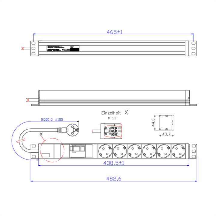 Immagine prodotto Bachmann Cavo di prolunga (rack (6x, CEE 7/4, 2 m)