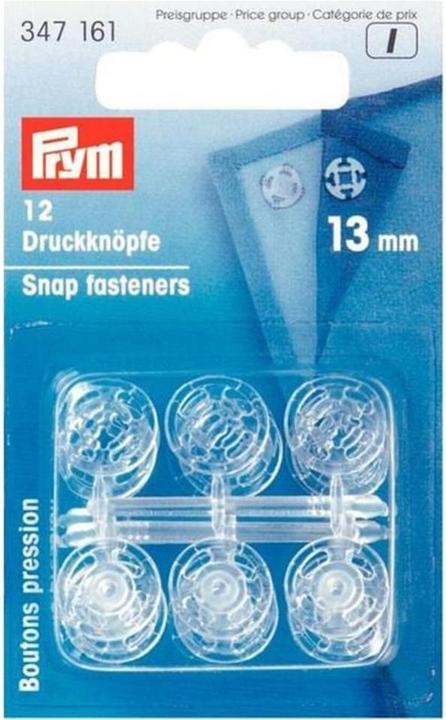 Image du produit Prym Bouton-pression à coudre, transparent 13 mm, carte 12 pcs.
