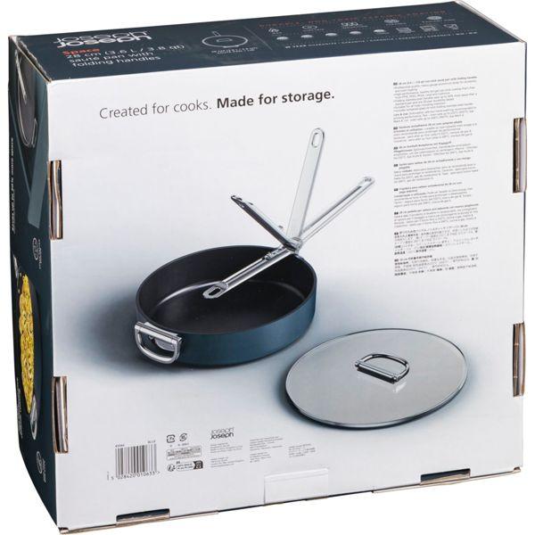 Actual product image Joseph Joseph Space saucepan retractable handle with lid D23cm (Frying pan, Aluminium, 28 x 12.80 cm)