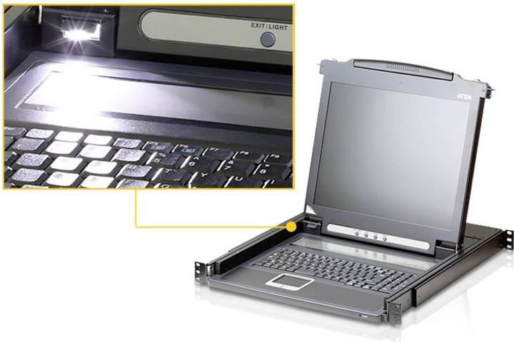 Produktbild Aten CL1000M FR Single Rail 17"-LCD-Konsole, 19" 1HE, FR-Layout (PS/2-USB, VGA)