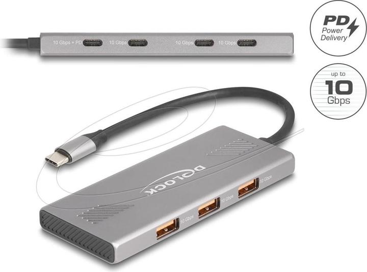 Immagine prodotto Delock 7 Port USB Hub 10 Gbps mit 4 x USB Type-C Buchse und (USB-C, 7 porte)