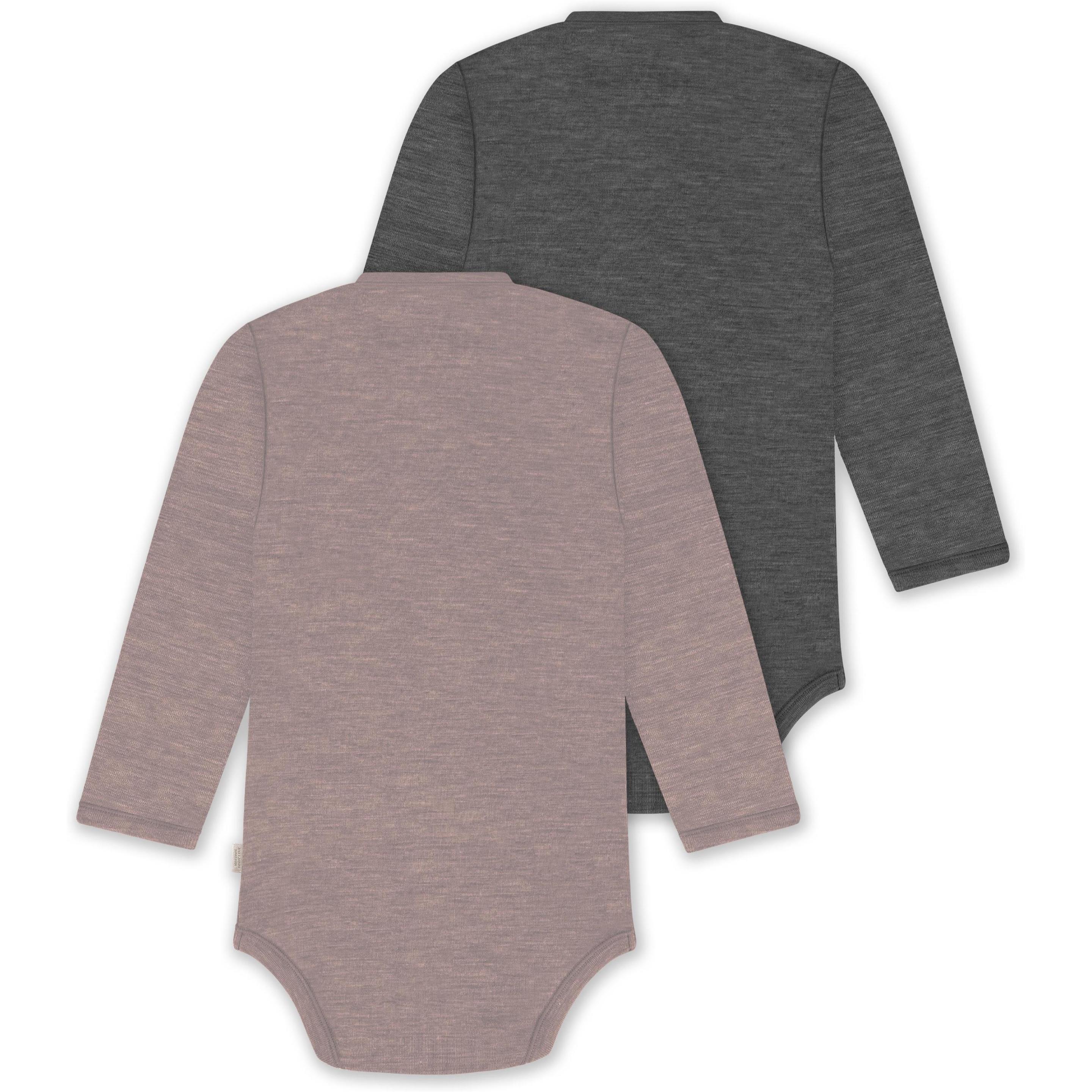 Thumbnail - Normani, Herren, Body, 2er Pack Bio Baby-Body Langarm Wickelbody aus Merinowolle für Junge und Mädchen - 9353, Rosa, (80...