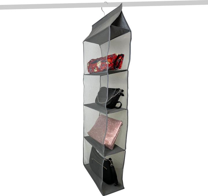 Produktbild Hermex Hängeaufbewahrung Handtaschen-Organizer zum Aufhängen 4 Fächer Grau