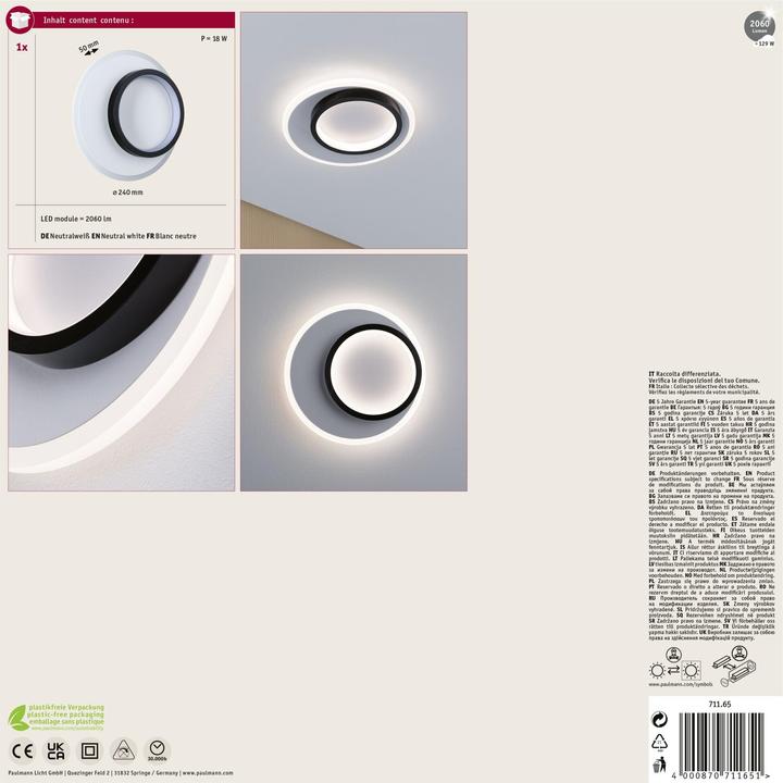 Produktbild Paulmann Wandleuchte 2Form (2060 lm)