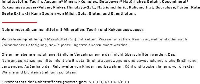 Valori nutrizionali e ingredienti Vast Hydro (barattolo da 300 g) (Ananas, Fragola, 1 x)