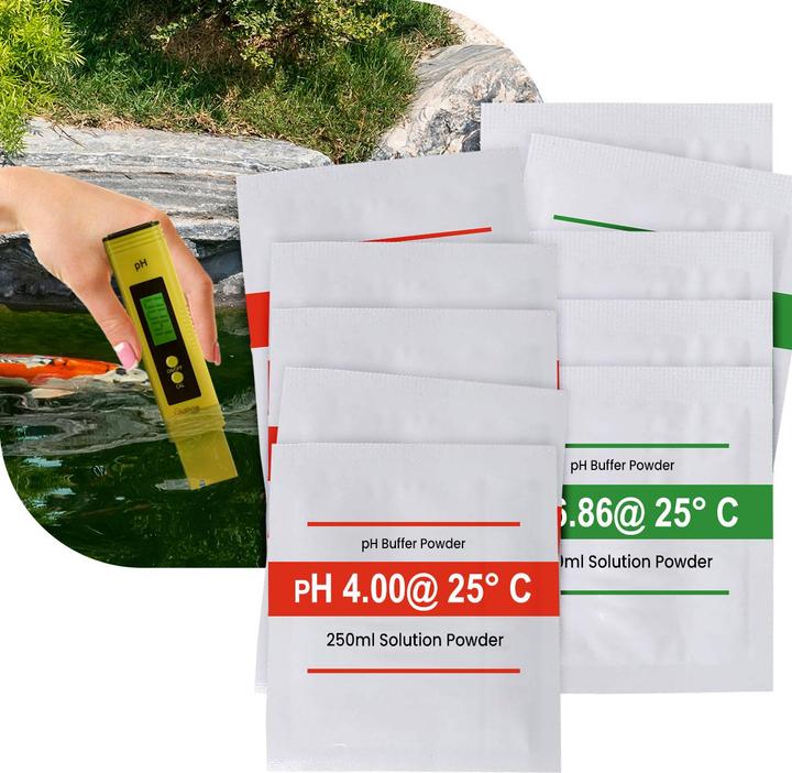 Image du produit Ideoon Professionelles 10er-Set pH-Kalibrierlösungen, Hochpräzise pH 4.00 & pH 6.86 Pufferlösung