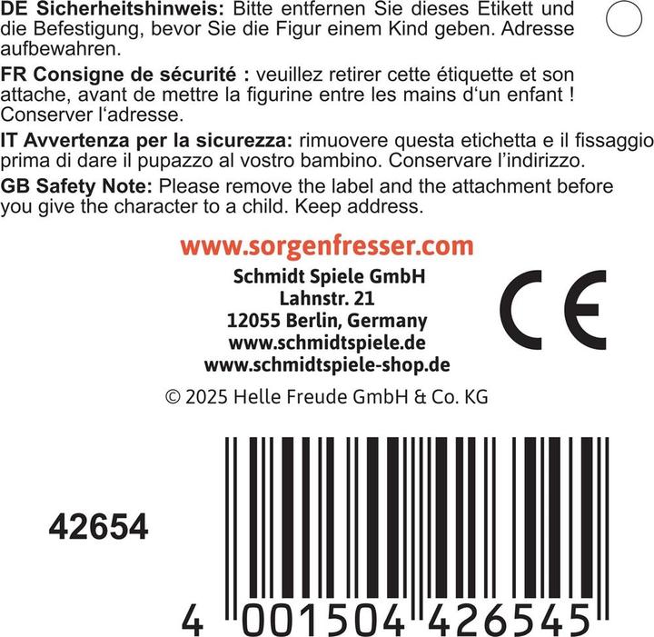 Produktbild Schmidt Spiele Sorgenfresser Aye-Q 28,5 cm (28.50 cm)