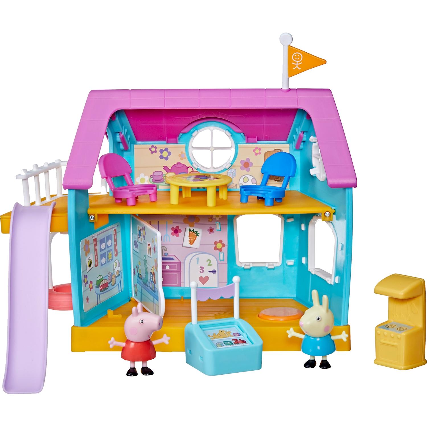 Hasbro Peppas Kinder-Clubhaus, Vorschulspielzeug mit Soundeffekten, enthält 2 Figuren und 7 Acces