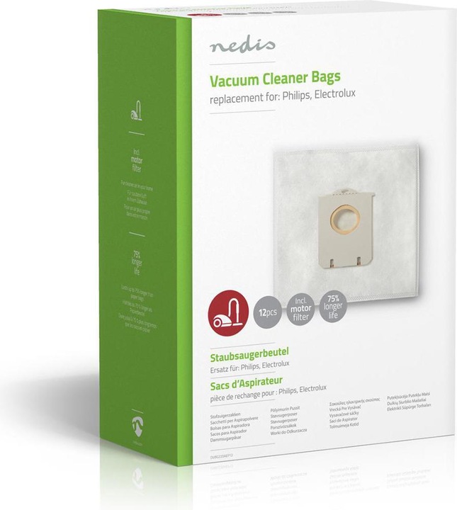 Image du produit Nedis Sac d'aspirateur Sac d'aspirateur 12 pièces Synthétique Le plus vendu Pour : Philips/Electrolux (1 x)
