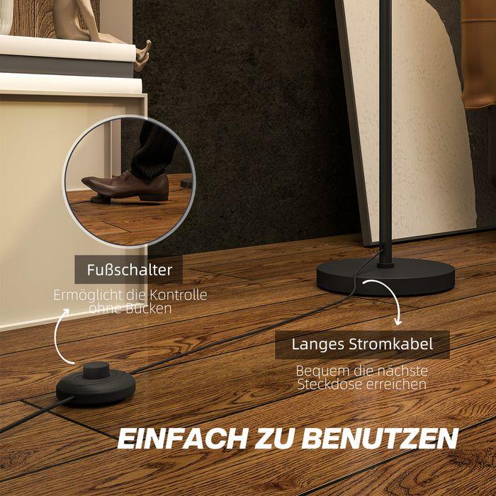 Actual product image Swisshandel24 Stehlampe, zweifarbiger Lampenschirm, Fussschalter, Metall, Schwarz (E27)