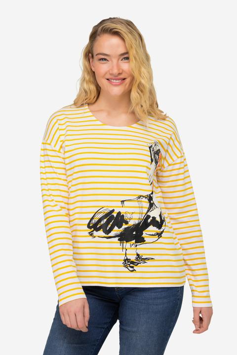 Actual product image Laurasøn Striped Pelican Print Shirt OEKO-TEX Made in Green (L)