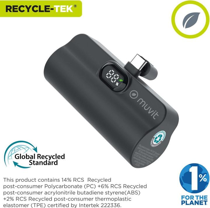 Immagine prodotto Muvit Powerbank for Change DP53D-R-PD Schwarz 5000 mAh (5000 mAh, 20 W)