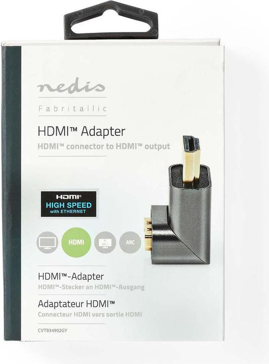 Actual product image Nedis HDMIT Adapter HDMIT Connector / HDMIT Male HDMIT Female / HDMIT Output Gold Plated Angled 270° (HDMI, 3 cm)