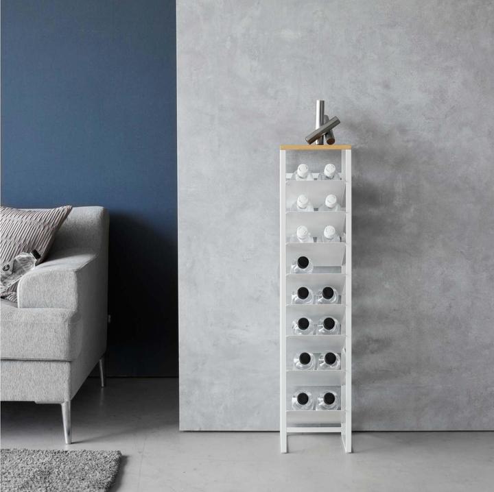 Actual product image Yamazaki 8-stöckiges Flaschenregal mit Holzablage TOWER (16 Fl.)