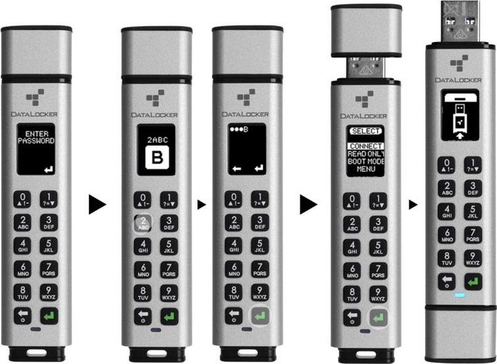 Produktbild Origin Storage DataLocker Sentry K350, 64 GB, USB Typ-A, 3.2 Gen 1 (3.1 Gen 1), 220 MB/s, Kappe, Silber (64 GB, USB-A)