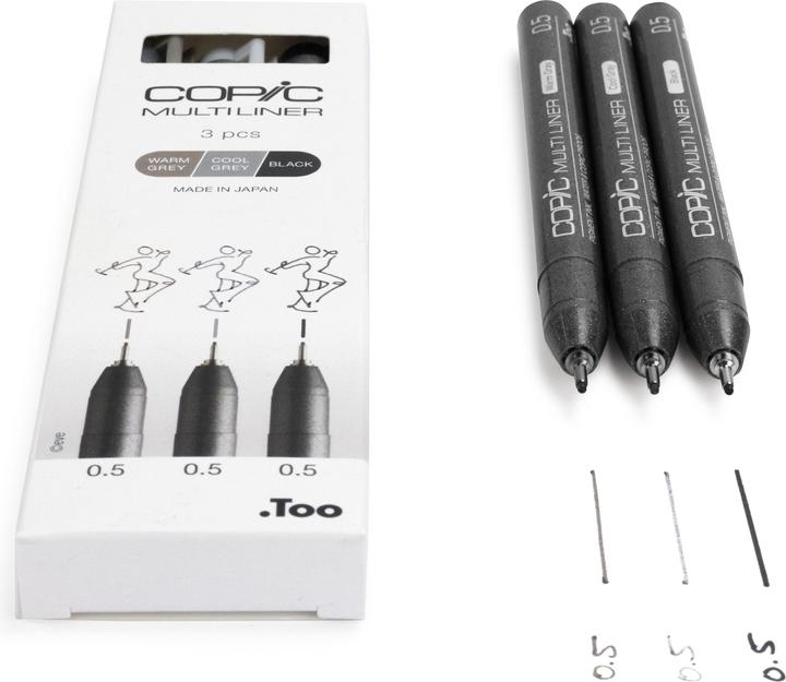 Produktbild Copic Multiliner (Kaltgrau, Schwarz, Warmgrau, 3x)