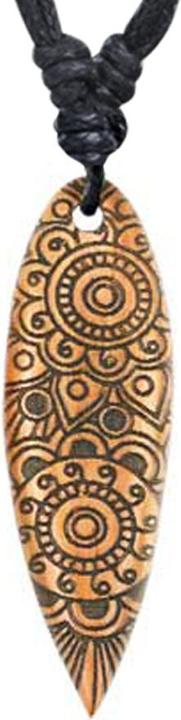 Immagine prodotto Star Piercing Collana nera con ciondolo con incisione a forma di fiore di prato in legno di Sawo (senza ottone, Organico)