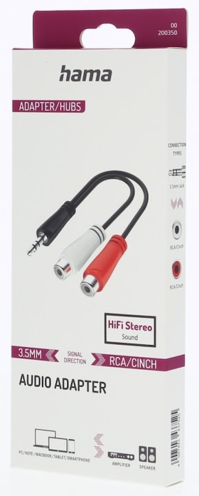 Image du produit Hama Adaptateur audio, prise jack 3,5 mm - prise RCA, stéréo (Adaptateur jack)