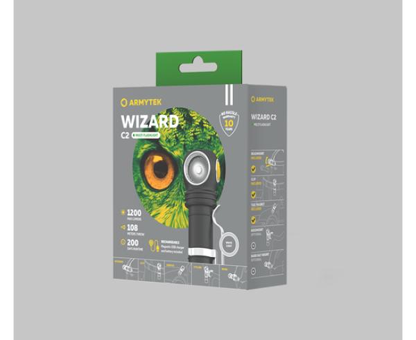 Productafbeelding ArmyTek Wizard C2 v4 Magneet USB+18650 / LH351D Wit / 1200 lm / TIR 70°:120° / 1x18650 (11.20 cm, 1200 lm)