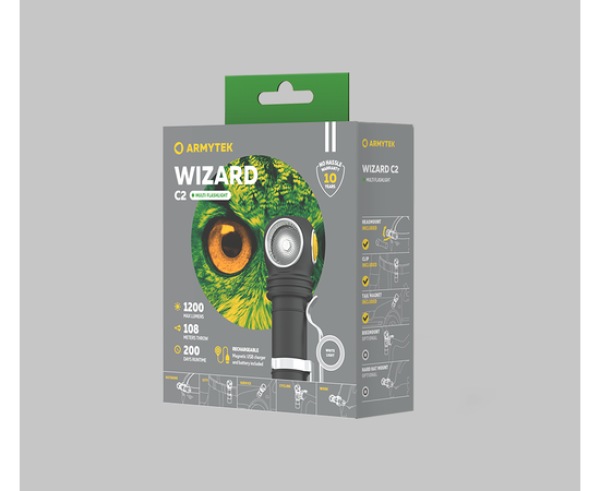 Actual product image ArmyTek Wizard C2 v4 Magnet USB+18650 / LH351D White / 1200 lm / TIR 70°:120° / 1x18650 (11.20 cm, 1200 lm)