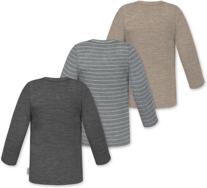 Produktbild Normani 3er Pack Baby Merino Longsleeve „Taupo" - 9475 (86)