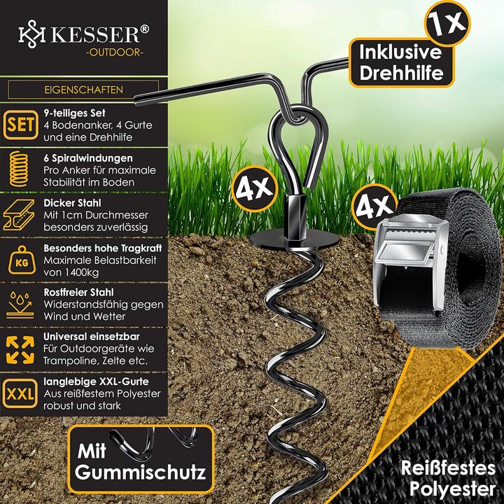 Image du produit Kesser 9er-Set Bodenanker für Trampolin