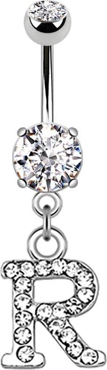 Immagine prodotto Star Piercing Banana in argento con ciondolo in cristallo lettera R (Ottone, Acciaio chirurgico 316L)