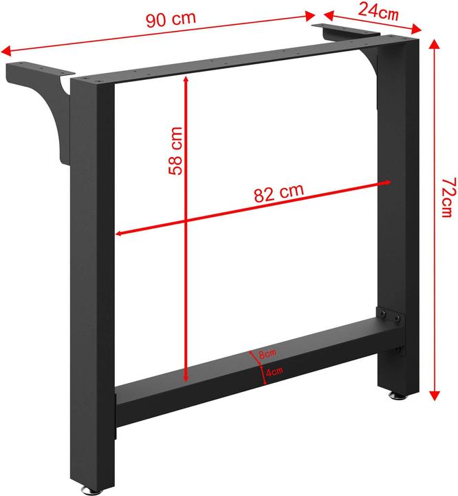 Produktbild Wiltec Tischbeine Set 90x72cm pulverbeschichtet Tischkufen Tischgestell