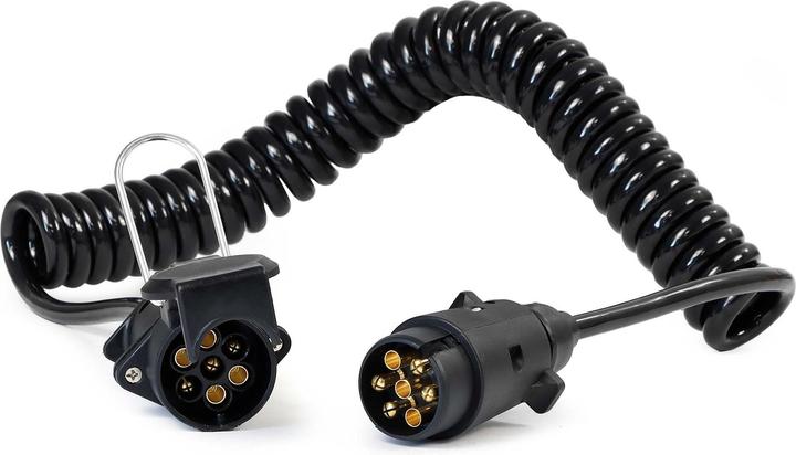 Produktbild Wiltec 7-poliges Spiralkabel 3m Anhängerkabel PVC Verlängerungskabel Stecker Buchse
