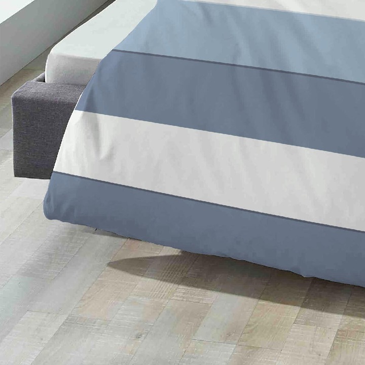 Produktbild Biberna Mako-Satin Bettwäsche Streifen 615210-220 taubenblau (Bettwäsche Set, 135x200 cm + 80x80 cm)