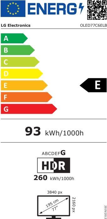 Etichetta energetica LG OLED77C6ELB (77", C6, OLED, 4K, 2026)