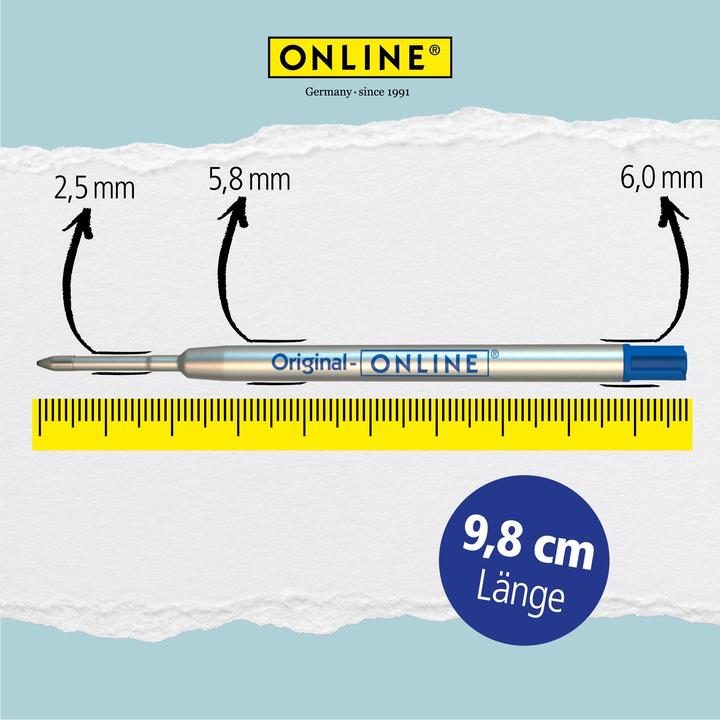 Produktbild Online Kugelschreibermine 70038 6 Stück Blau (Nachfülleinheit, Blau, 0.60 mm)